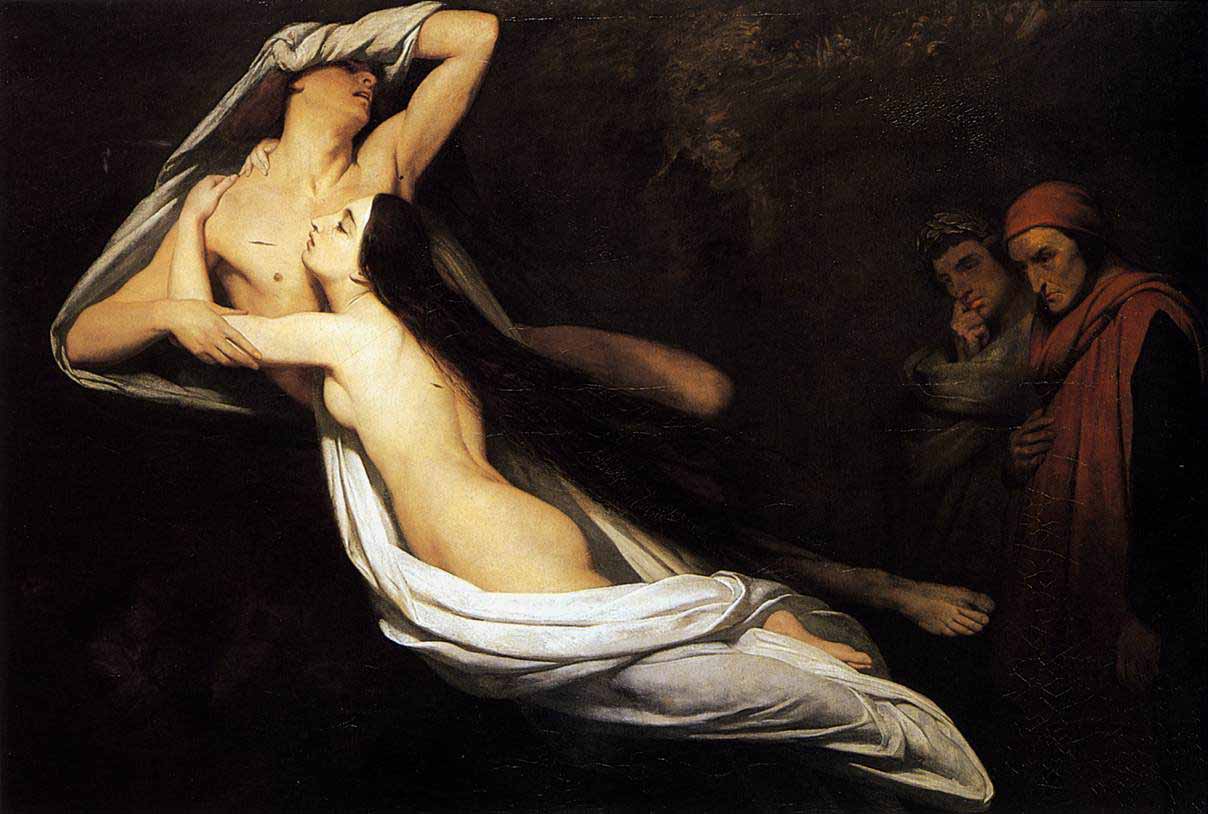 Ary Scheffer Francesca da Rimini and Paolo Malatesta appraised by Dante and Virgil